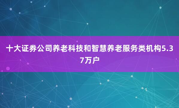十大证券公司养老科技和智慧养老服务类机构5.37万户